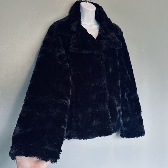 Womens Faux Fur Coat Size XL Black Mob Wife Indie Sleaze Glam Whimsigoth Capsule - Picture 3 of 11